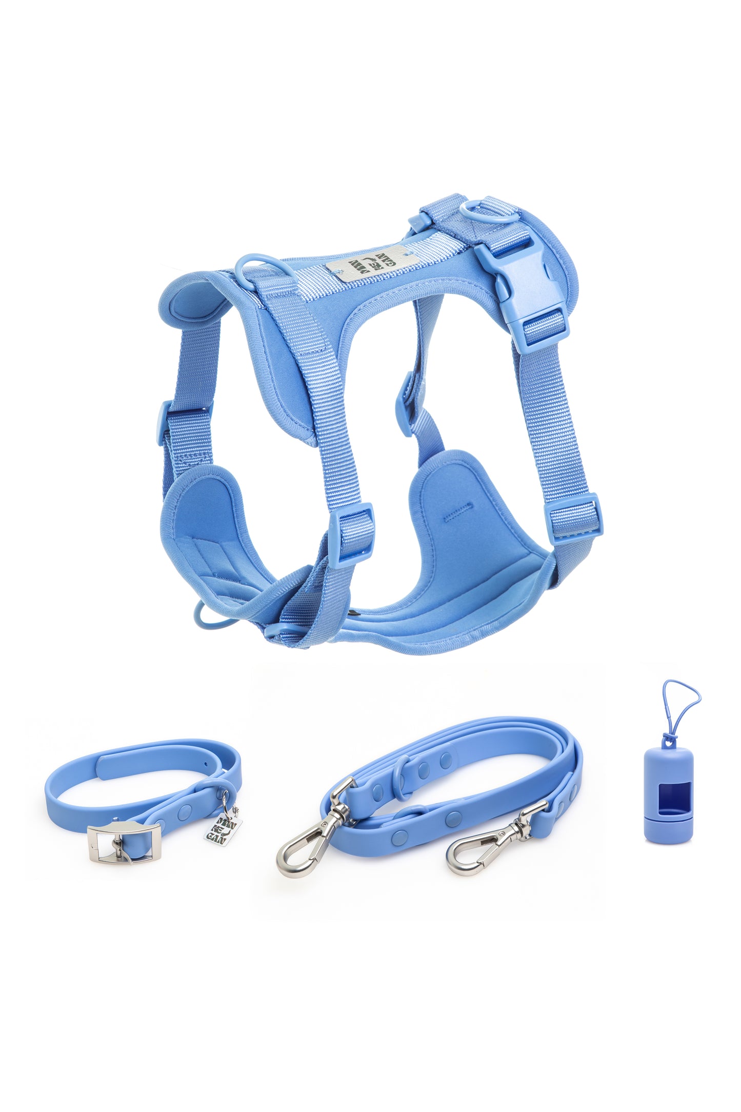 Set Completo: Pettorina, Guinzaglio e Collare  azzurro in PVC – Sicurezza, Comfort e Stile a Prova di Passeggiata