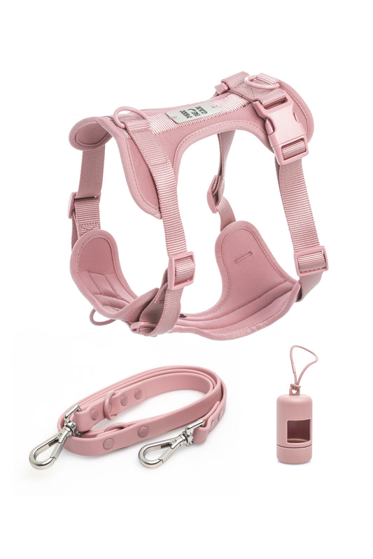 Set Pettorina + Guinzaglio in PVC rosa – Antifuga, Lavabile e Super Colorato